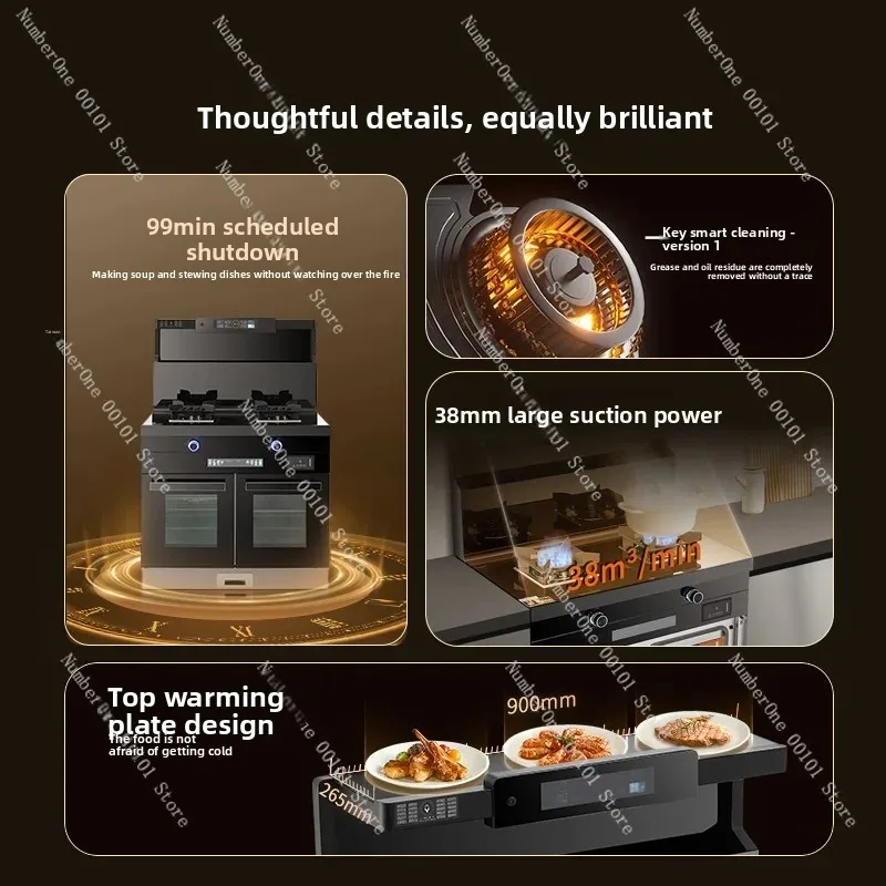 عاكس ذكي لسطح الموقد المتكامل، فرن بخاري منزلي مع شفاط المطبخ، نظام عادم سفلي لموقد الغاز #5