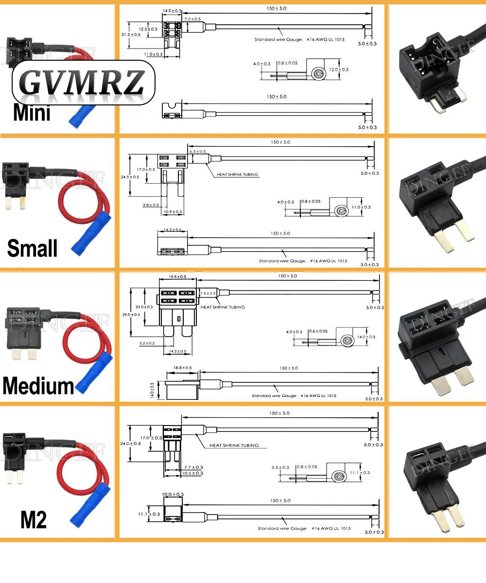 1Set 12V Mini Small Medium Size Car Fuse Holder Add-a-circuit TAP Adapter with ATM Blade Fuse Micro Mini 10A 5A 20A 25A 30A 40A