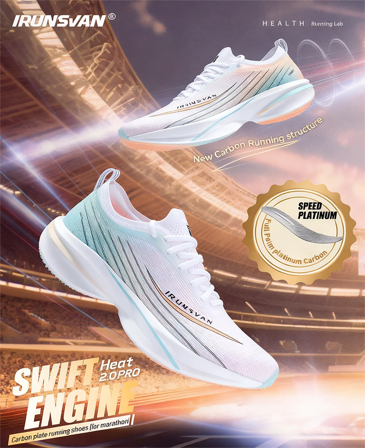 

IRUNSVAN Full palm carbon plate running shoes are comfortable breathable light and shock absorb suitable for outdoor training