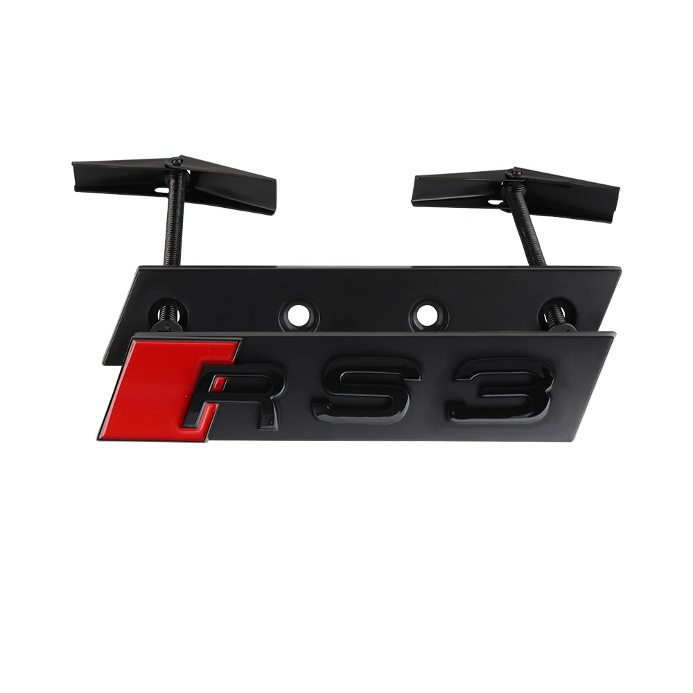 3D ABS Chrom Schwarz S Logo Kühlergrill-Emblem Aufkleber Auto Frontgrill-Abzeichen Dekoration für Audi RS3 RS4 RS5 RS6 RS7 S3 S4 S5 S6 S7 S8