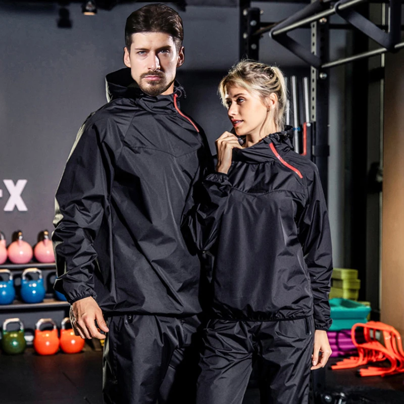 Ueteey Sauna Pak Gym Set Mannen Full Body Zweten Sportkleding Vrouwen Boksen Hardlopen Training Fitness Gewichtsverlies Unisex Trainingspak