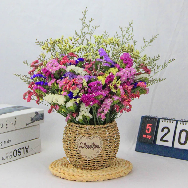 

Vase Ornaments Living Room Flower Arrangement Gympsophila Dry Flower Handmade Grass and Rattan Woven Flower Basket Flower Pot