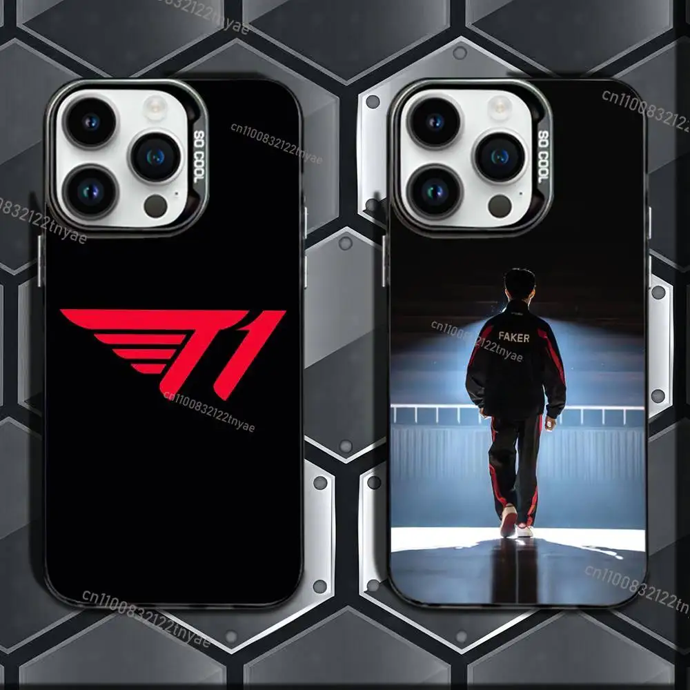 

Team T1 F-Faker 2025 LCK Six Star Phone Case For iPhone 17,16,15,14,13,12,11 Pro Max Plus Colorful Gradient Soft TPU Back Cover