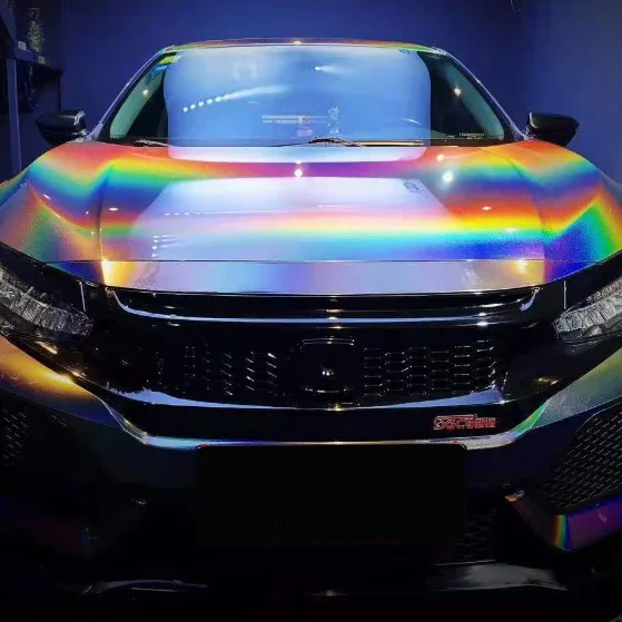 JUARATECH Camaleão PET Brilho Metálico 3D Esplêndido Envoltório de Vinil para Carro Cinza