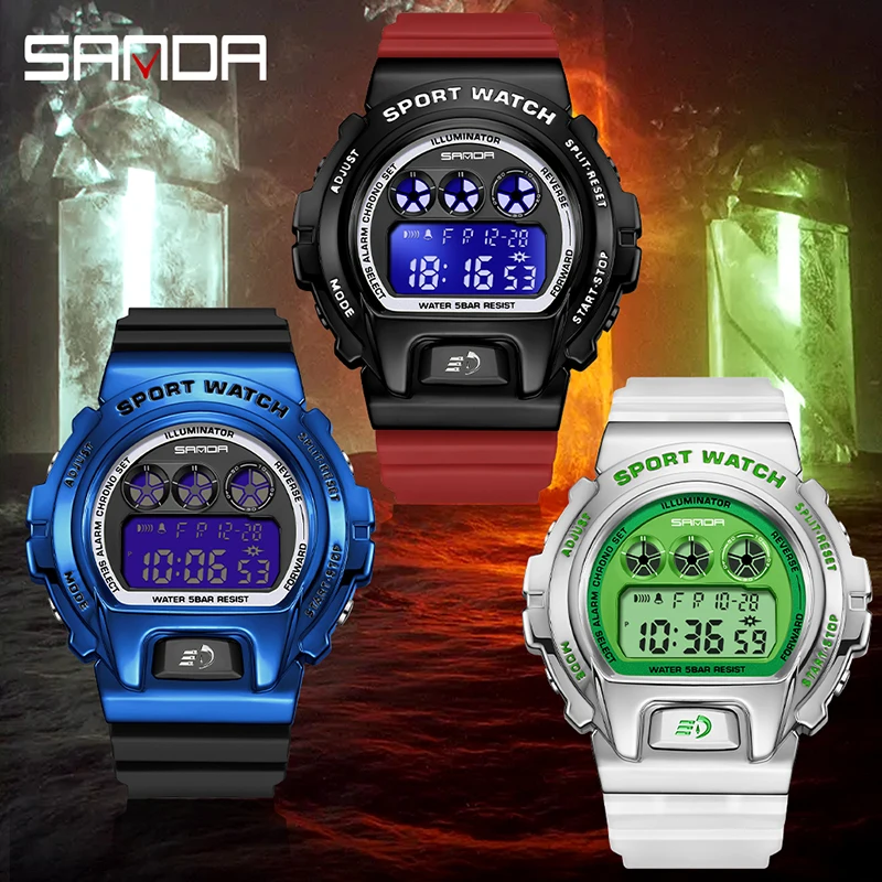 SANDA 2127 Original Luxury Digital Watches For Men Waterproof LED Screen Military Watch Luminous Outdoor Sport Clock Gift Boys