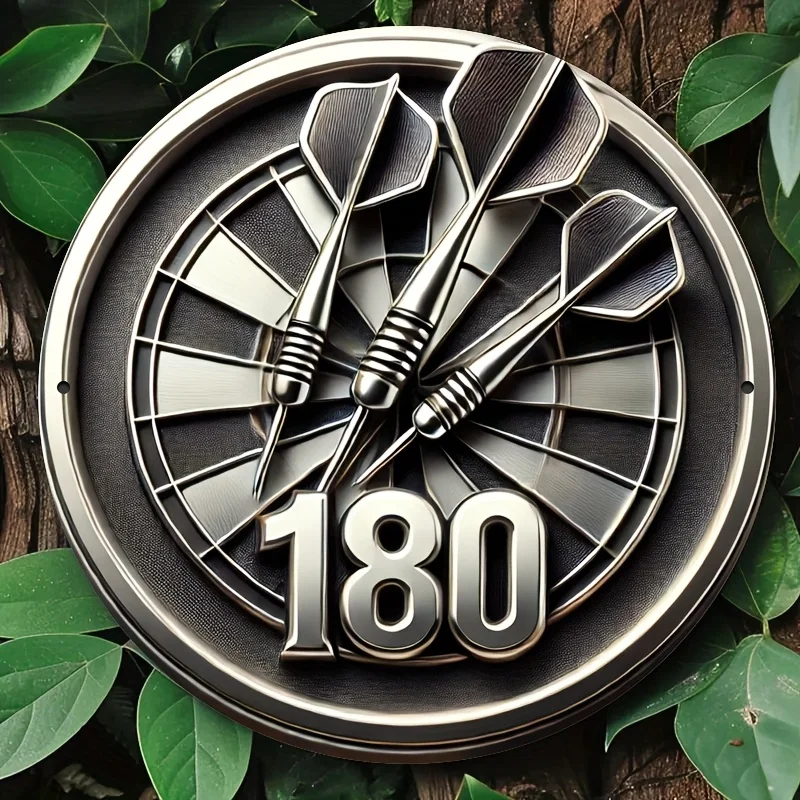 2D Flat, 180 Points Medal Plaque - Retro Metal Circular  Tin Plaque, Perfect for Living Room, Garage Decoration, Perfect Gift