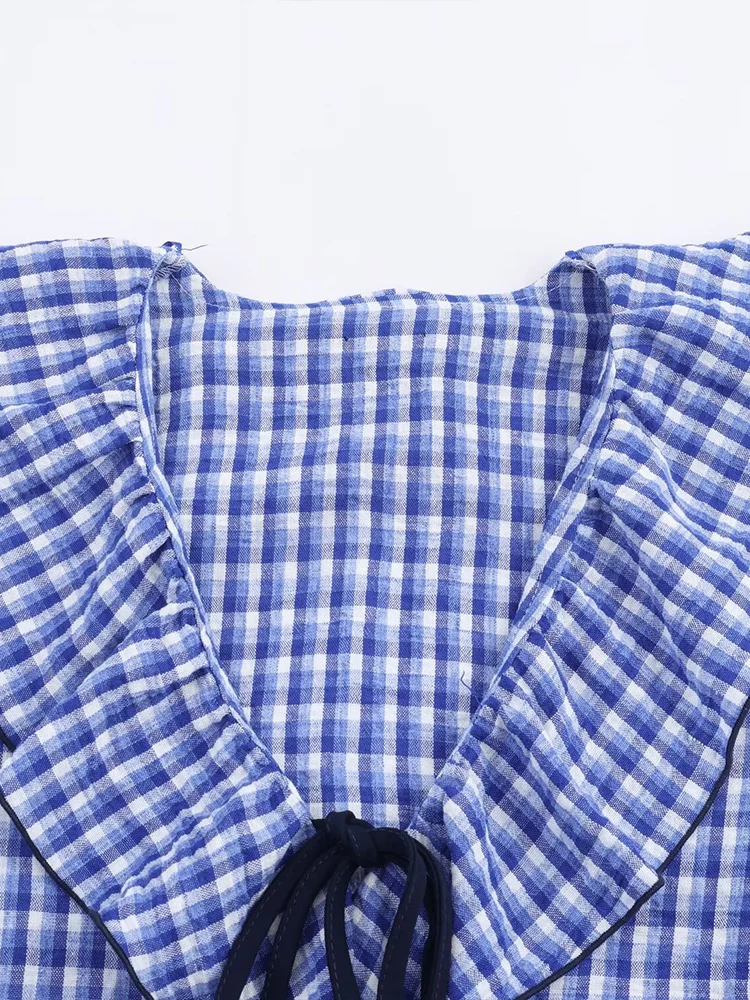 Estilo europeo y americano otoño nueva tendencia de moda casual ropa de mujer diseño sentido pequeña camisa decorativa en capas a cuadros