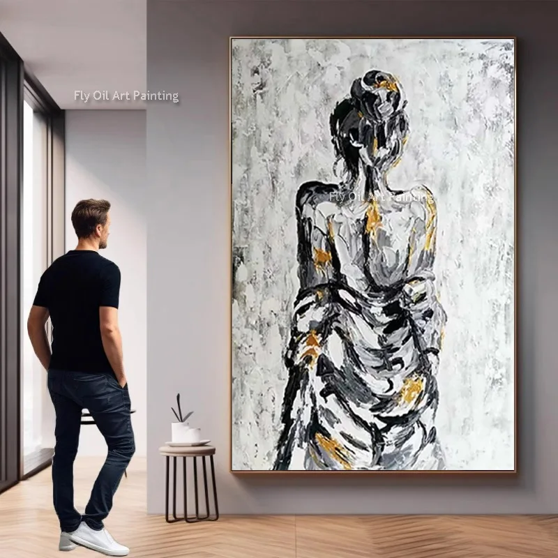 

Бежевая Белая Ромашка Женская Голова Золотая Фольга Картина Маслом На Холсте Ручной Работы Сексуальная Женщина Назад Настенный Художественный Декор Для Гостиной Спальни