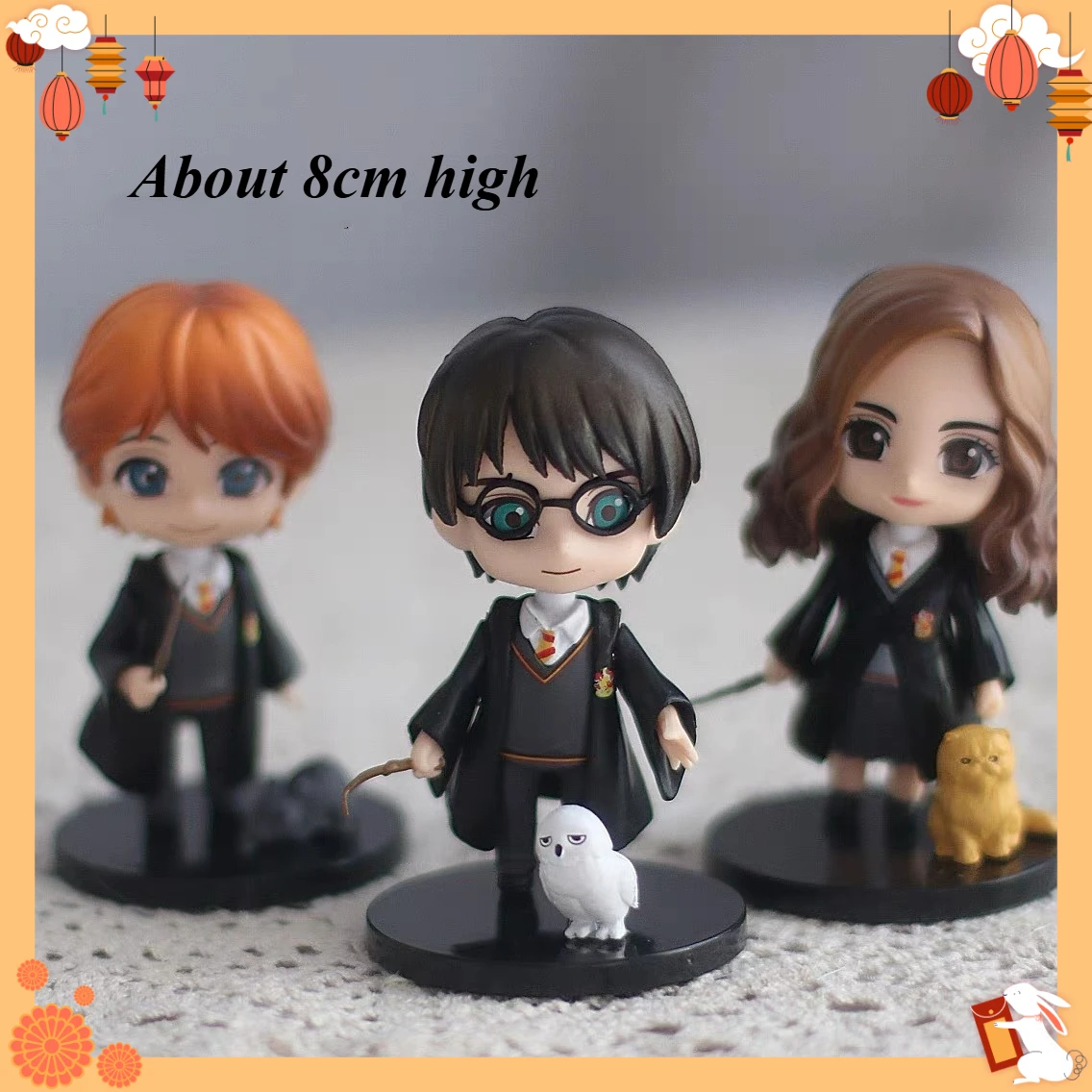 

3-5 Pcs Harry Potter Q Posket Style Figures Hermione Ron Hedwig PVC Model Doll Cake Decoration Toy Gift