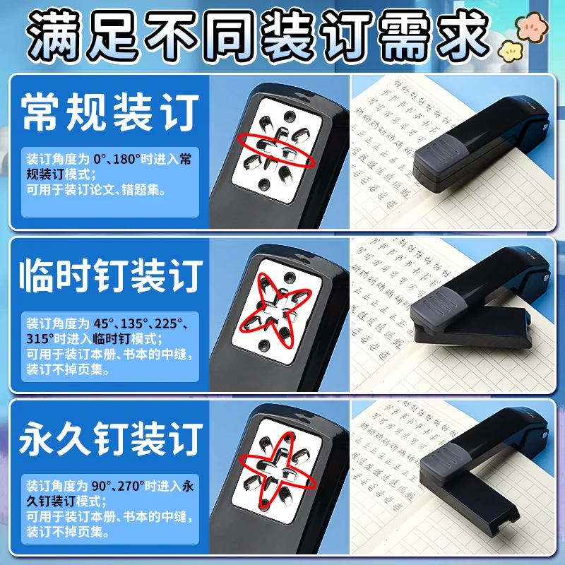 M&G 360 Degree Swivel Stapler, 24/6 Staples, 3 Binding Styles, 25 Pages