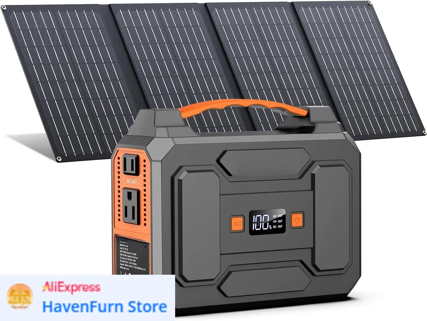 

Солнечный генератор 100 Вт с панелями, портативная солнечная электростанция с розеткой переменного тока, аккумулятор 146 Вт·ч постоянного тока, портативный блок питания для кемпинга