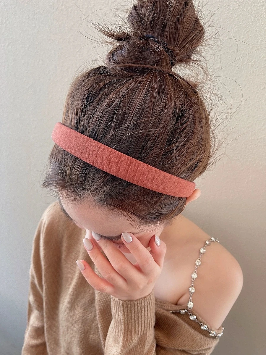 

Vintage velvet headband Solid color net red girl wide edge headband pressure hair clip headband simple headwear