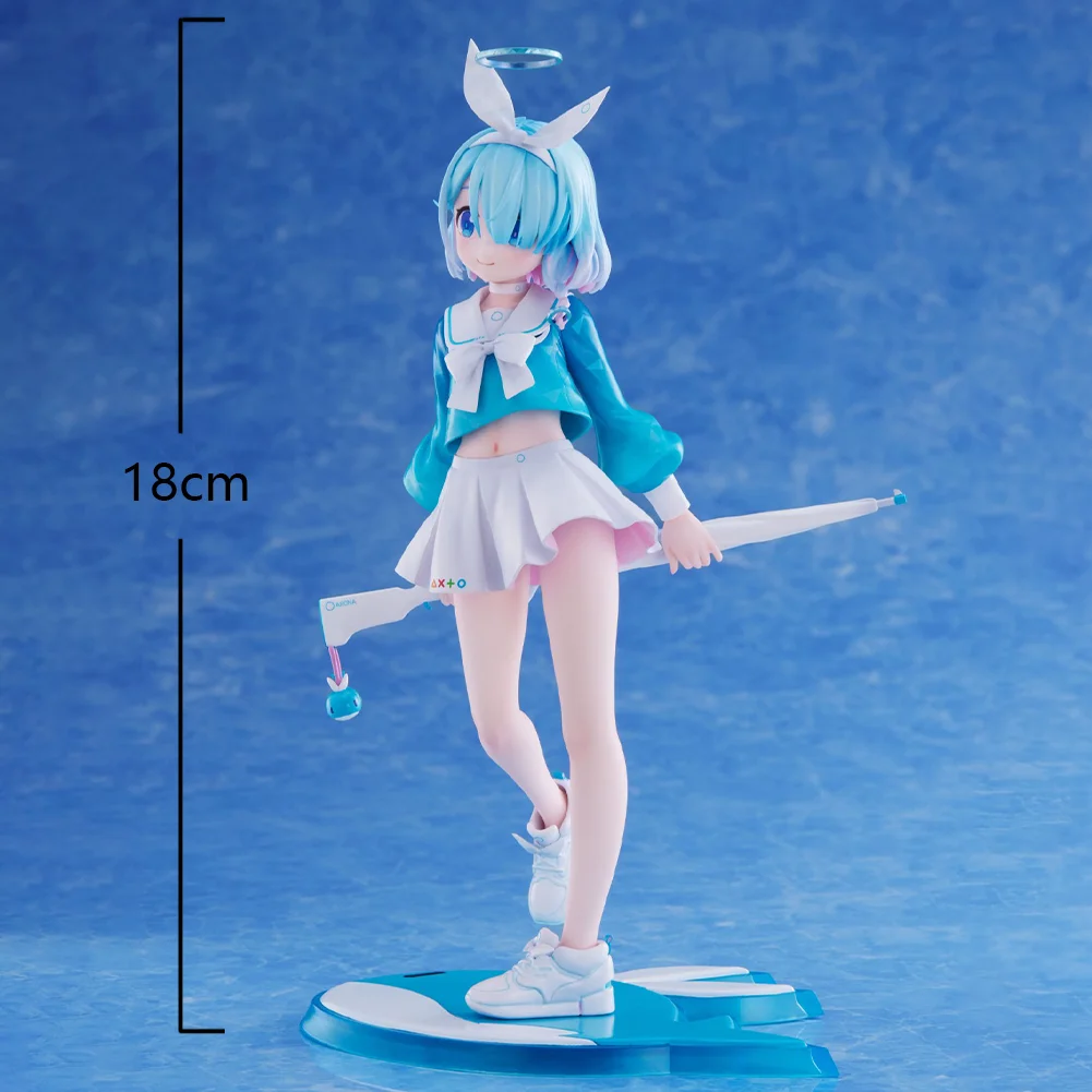 애니메이션 Arona 피규어 Arona JK 유니폼 PVC 모델 Arona 액션 피규어 데스크탑 장식품 컬렉션 Arona 입상 장난감 선물 18cm