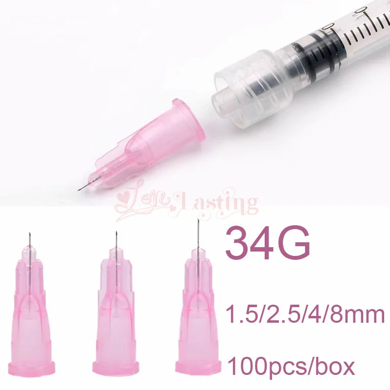 31G 4mm 6mm Disposable 27G 29G 13mm 30G 32G 34Gx1.5mm Plastic Medical Beauty Painless Small Needle Sterile Injector Micro Tattoo