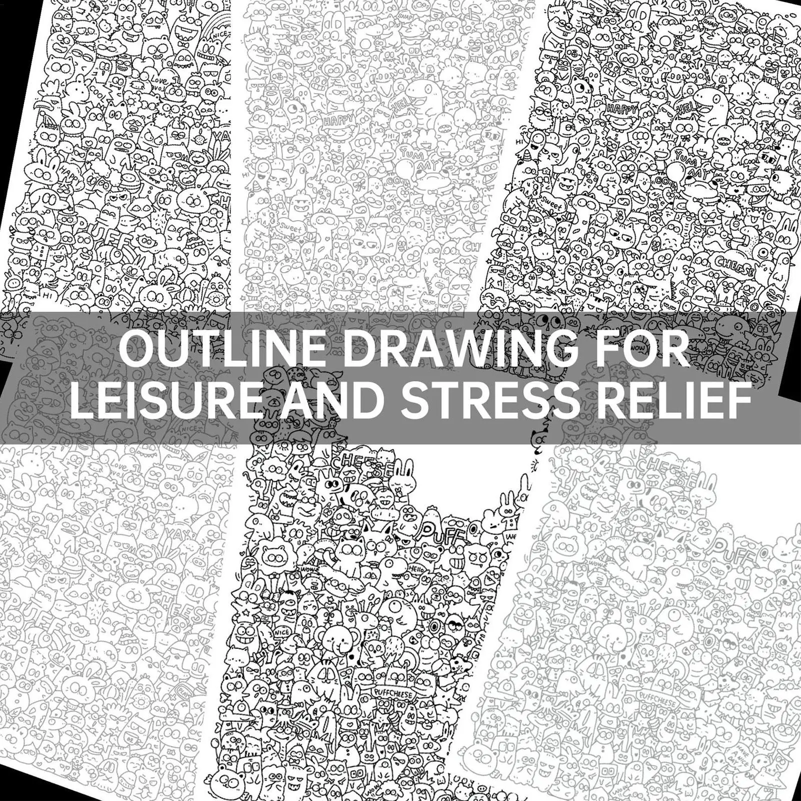Livre de coloriage pour adultes Doodle Art, activité esthétique de pleine conscience, livre de coloriage mignon pour femmes, hommes, adultes, maison, bureau, école