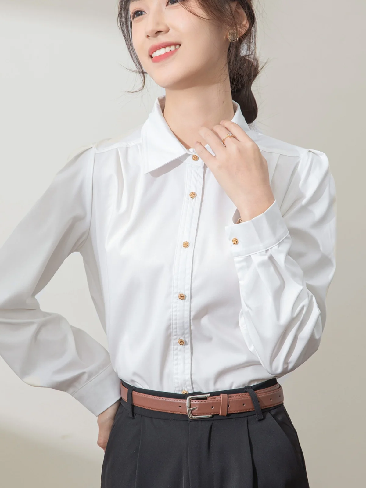 

High-end Anti-wrinkle Shirt Women's Professional Suit Commuting 2025 New Spring and Autumn Temperament Interview Formal Wear