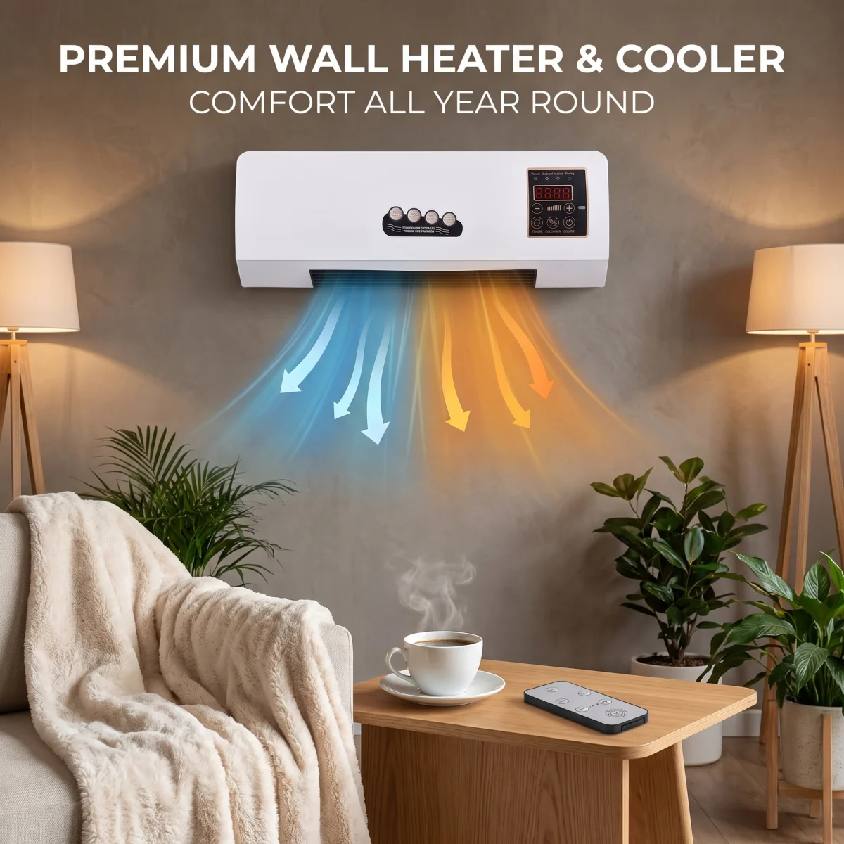 Wall Mounted Air Conditioner Fan, 1800W Smart AC and Heater Combo Unit with Remote, Quiet Bladeless Heating & Cooling System, No Exhaust Split for Bathroom Office(White)