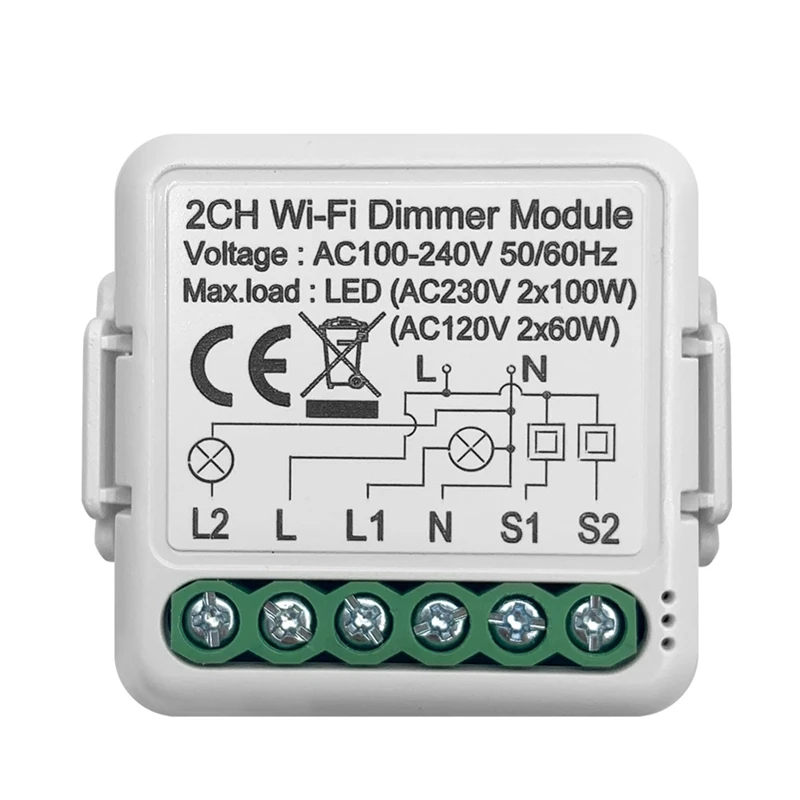 Tuya Wifi Smart Dimmer Switch Module 10A Support 2 Way Control Compatible For Google Home Alexa Smart Life App