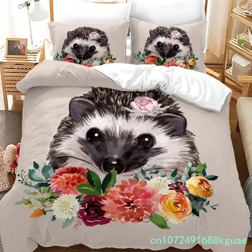 Lovely Animal Hedgehog Bedding Set 3D Print Comfortable Queen King Single Duvet Cover Set Home Textile Decoration Scenery 5