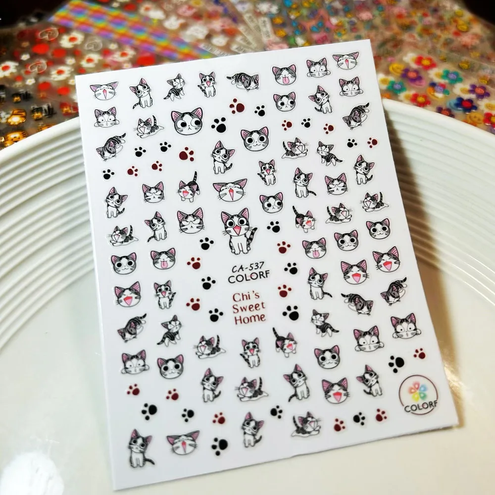 1개 멜로디 만화 애니메이션 네일 스티커 DIY 프레스온 네일 아트 장식 단일 조각