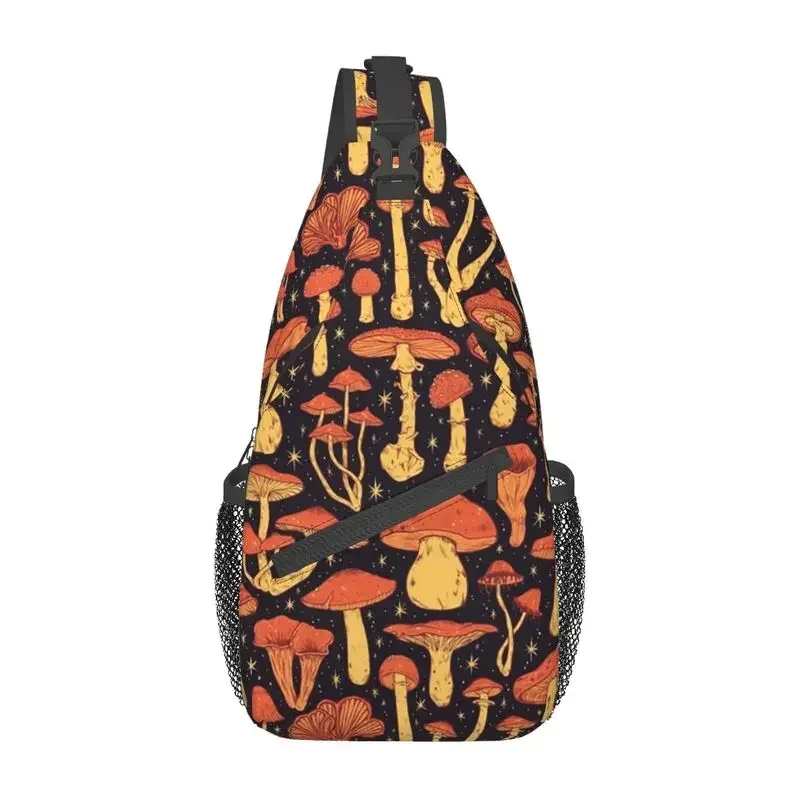 Cool Deadly Orange Mushrooms Crossbody Sling Backpack Men Shoulder Chest Bags for Camping Biking