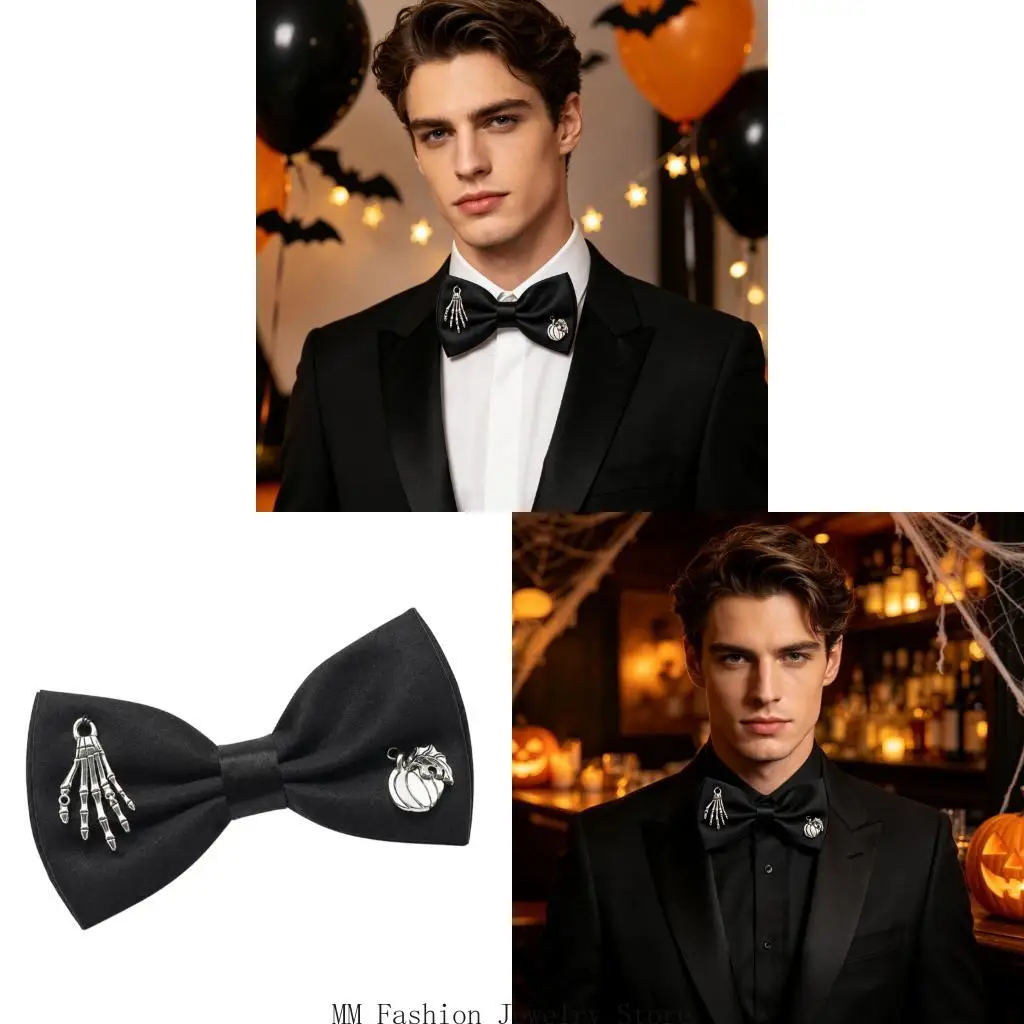 Holiday Costume Neckwear Bowtie in Black for Men and Women, Party Styling Piece for Halloween Theme Day Clothing D0UB