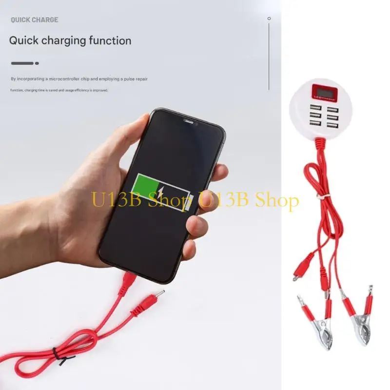 U13B Multifunctional 6 USB Charging Adapter with LCD Screen Clip Quick Charging LCD Display Clamp Accessories