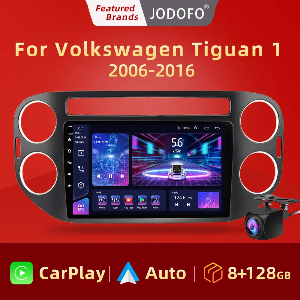 

Jodofo Android 10.0 Carplay Navigation Auto Car Radio GPS IPS Multimedia Player For VW Volkswagen Tiguan 2006 - 2016 2Din Camera