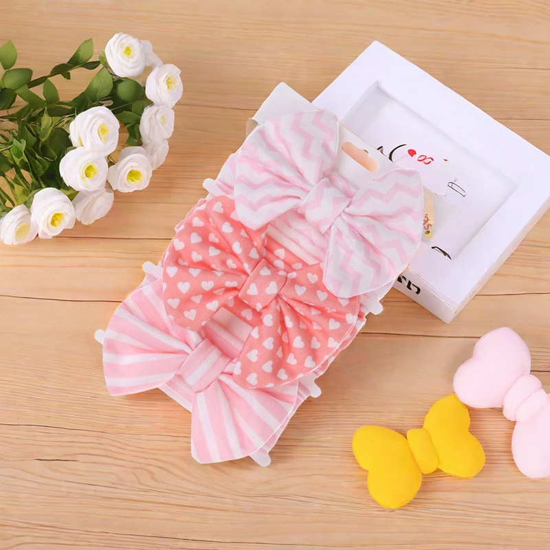 Adoráveis Baby Girls Headbands, acessórios de cabelo macios e elegantes para recém-nascidos e crianças pequenas, perfeitos para Photoshoots, conjunto de 3