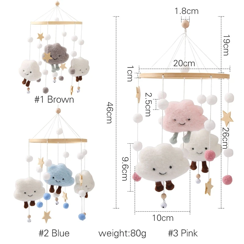 Let's Make Baby Rattles Crib Mobile Rattle Toys Bed Bell Musical Box 0-12 Month Clouds Pendant Carousel Infant Musical Toys Gift