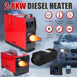 12V/24V Car Heater 2KW/5KW/8KW Diesel Air Heater 6-Buttons LCD Thermostat Parking Heater Fast Heating For Truck Camper Van