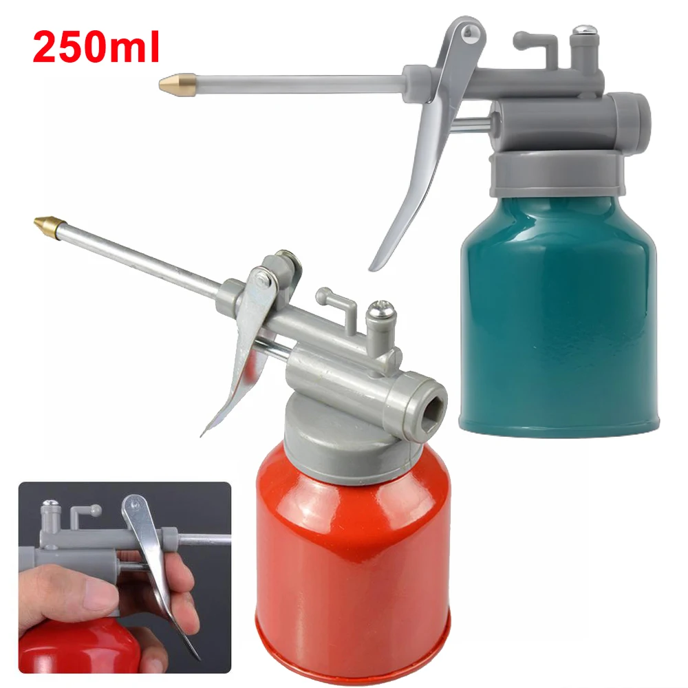 Lata de aceite de 250ml con boquilla y bomba de pulgar, engrasador de taller de alta presión, rojo y verde, para reparación de automóviles