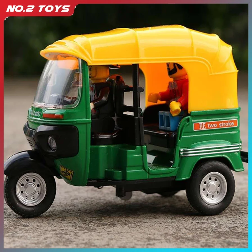 Tricycle en alliage avec son et lumière, modèle de voiture à retirer, modèle de moto, jouets, cadeaux de voiture pour enfants, collection