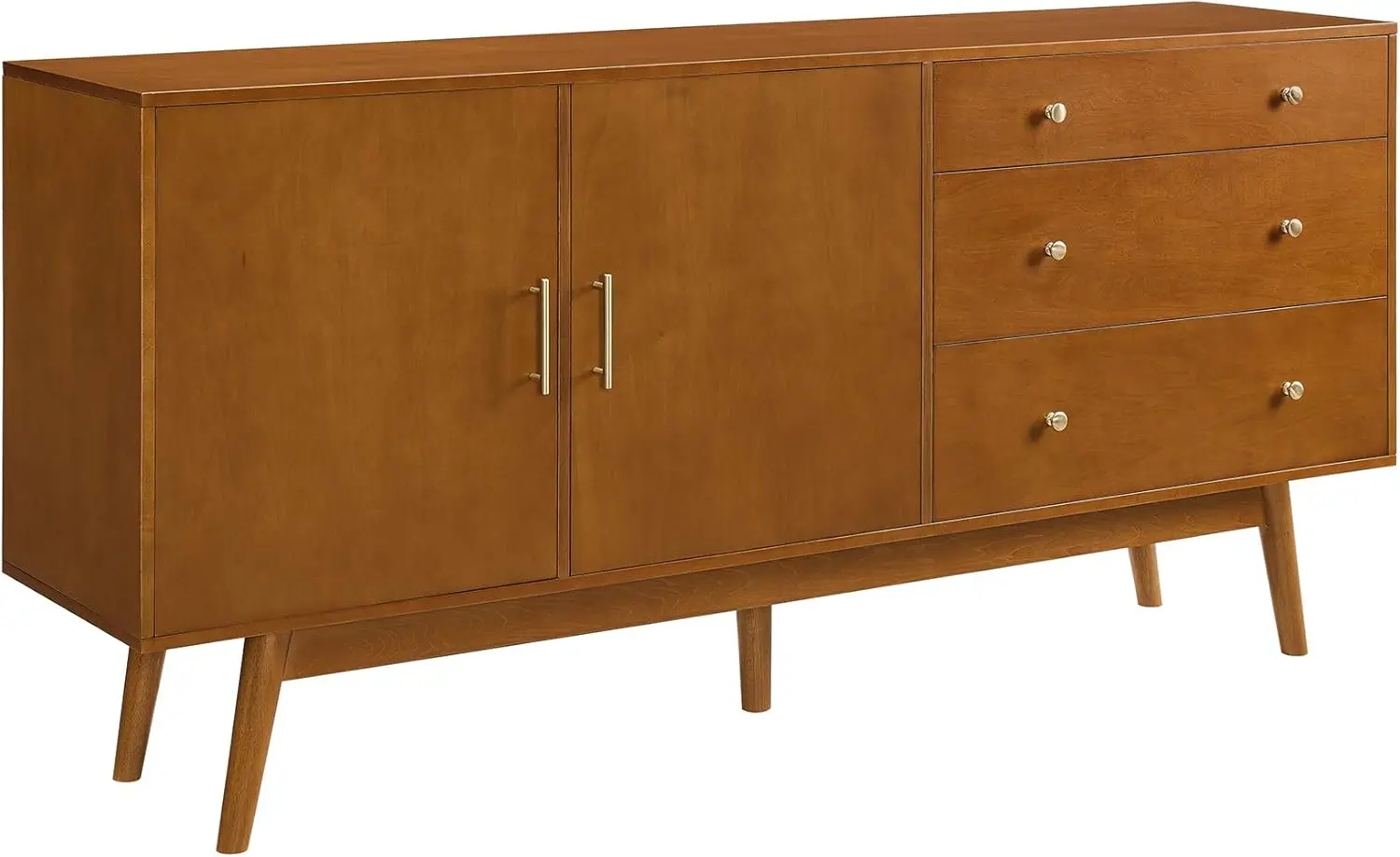 

Mid-Century Modern Wood Kitchen Buffet Sideboard Entryway Serving Storage Cabinet Doors-Dining Room Console, 70 Inch, Acorn