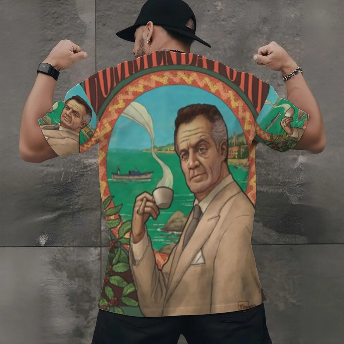 Commendatore The Sopranos Poster New Arrival Fashion Men's Short Sleeve All-Over Print T-Shirt Unique All-Over Print Design for