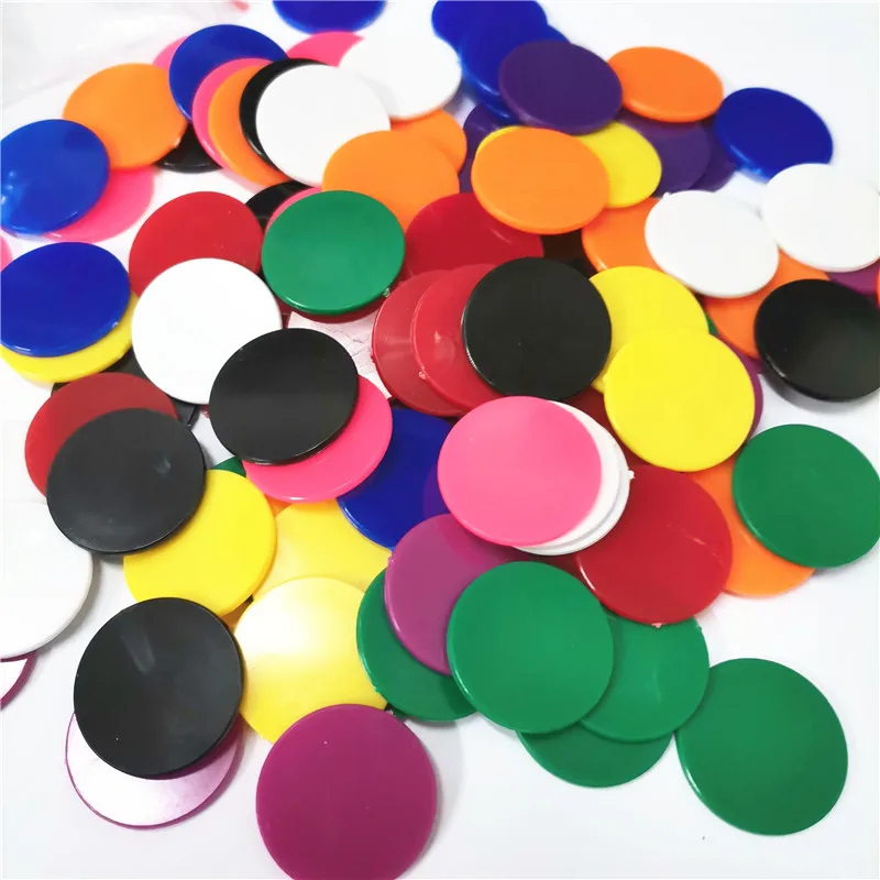 50Pcs/Lot 25mm Chips Plastic marker Poker Chip Casino Bingo Markers Token Fun Family Club Board Games teach tools 10colors