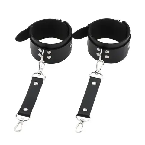 Decopunk New Hot Fashion PU Leather Wrist Handcuffs Ankle Shackles Adjustable Restraint sexx Cuff Belt
