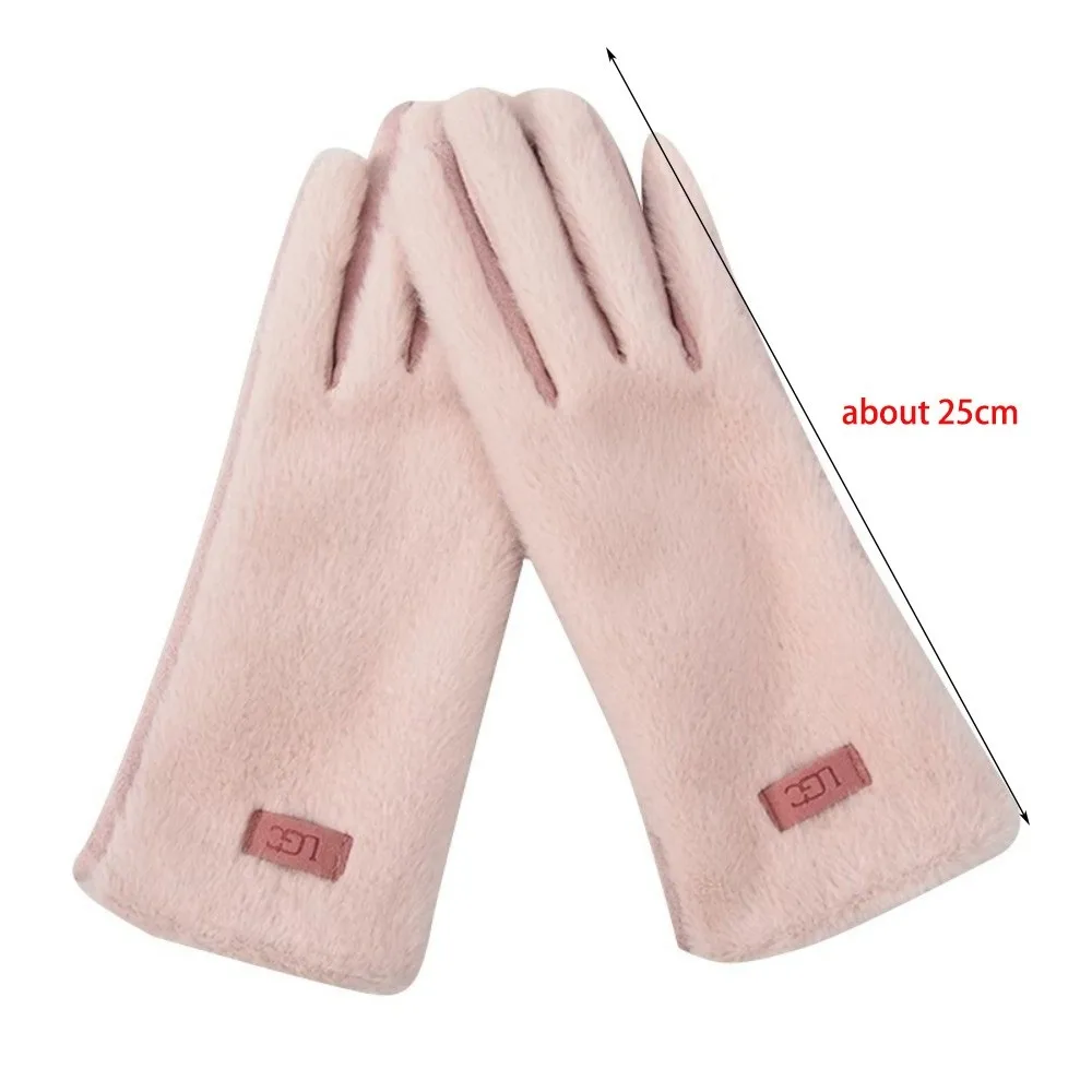 قفازات شتوية دافئة جديدة مقاومة للرياح من الفرو المنفوش قفازات قيادة مقاومة للبرودة قفازات شاشة لمس للرياضات الخارجية #6