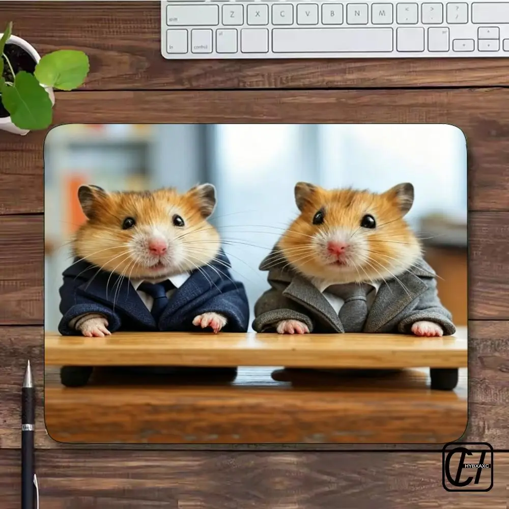 Funny Office Hamster Team Mouse Pad HYBXX Coding Hamster Selfie Desk Mat, Non-Slip Gaming Mouse Pad for Developer Office Decor