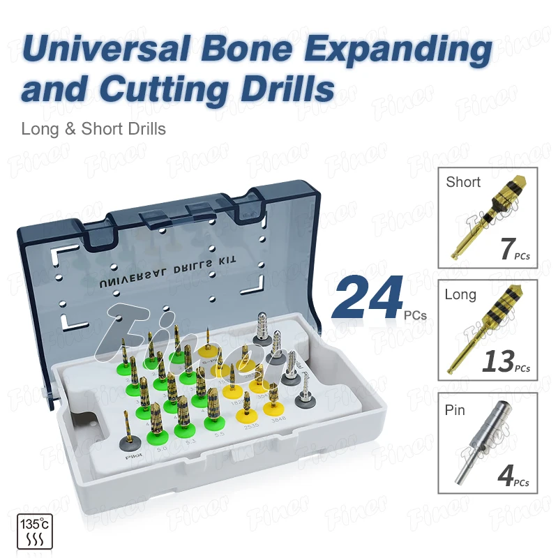 24pcs Osseodensification Burs Kit Dental Implant Drills Universal Guided Surgery System Bur Ridge Expansion Alveolotomy