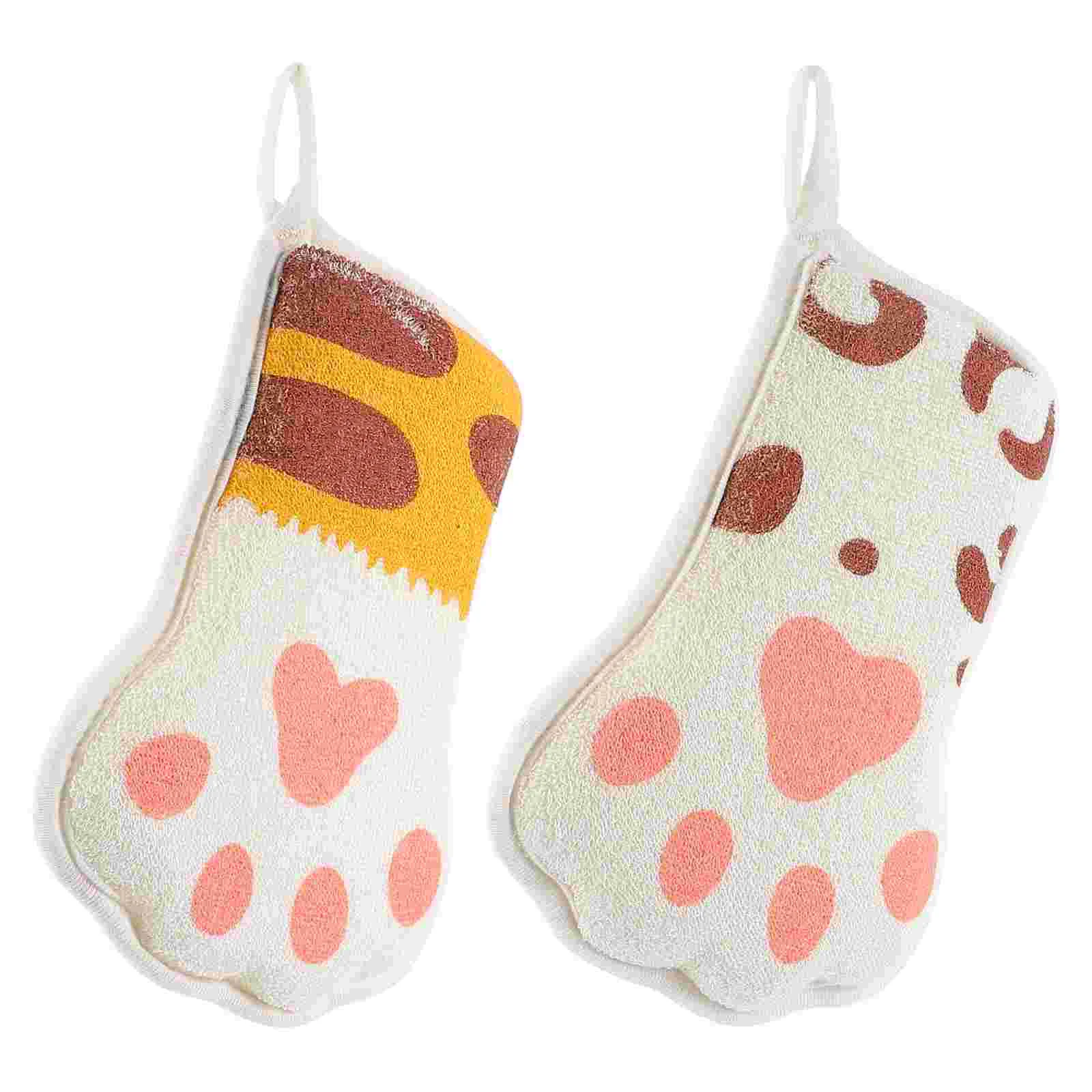 2 Pcs Mittens Paw Bath Cotton Child Cleaning Sponges Natural Wash Clothes Gloves for Baby Scrubber