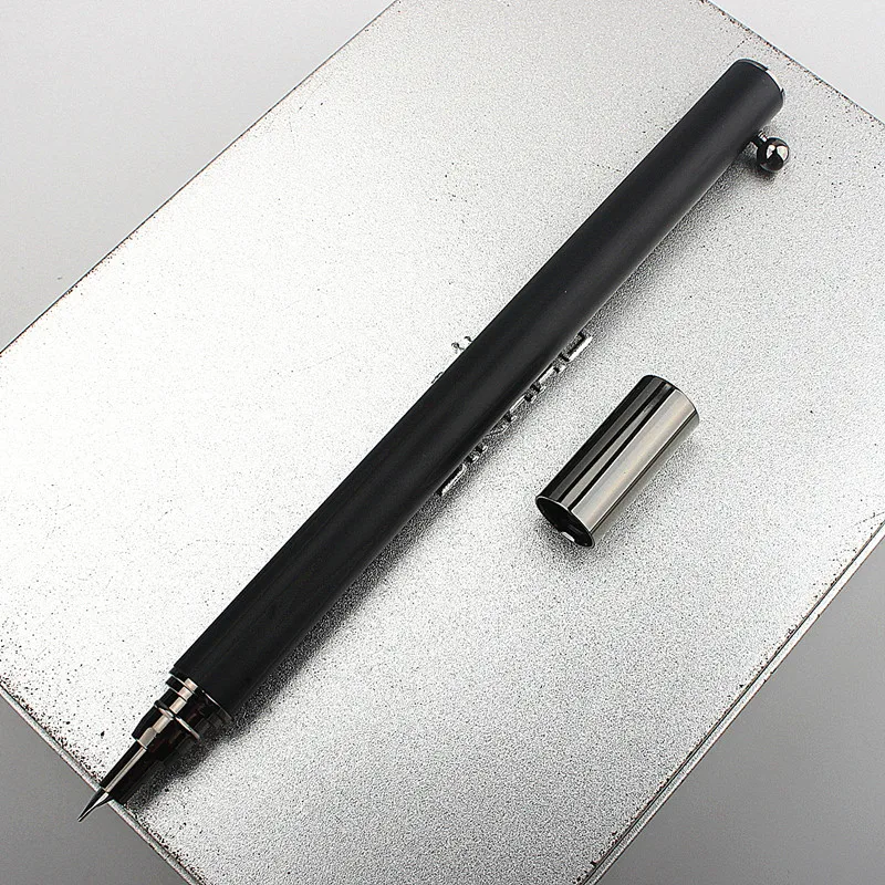 

Luxury BRAND PEN Press Fountain Pen Retractable Extra Fine Nib 0.38mm Metal Matte Black Ink Pen with Converter for Writing