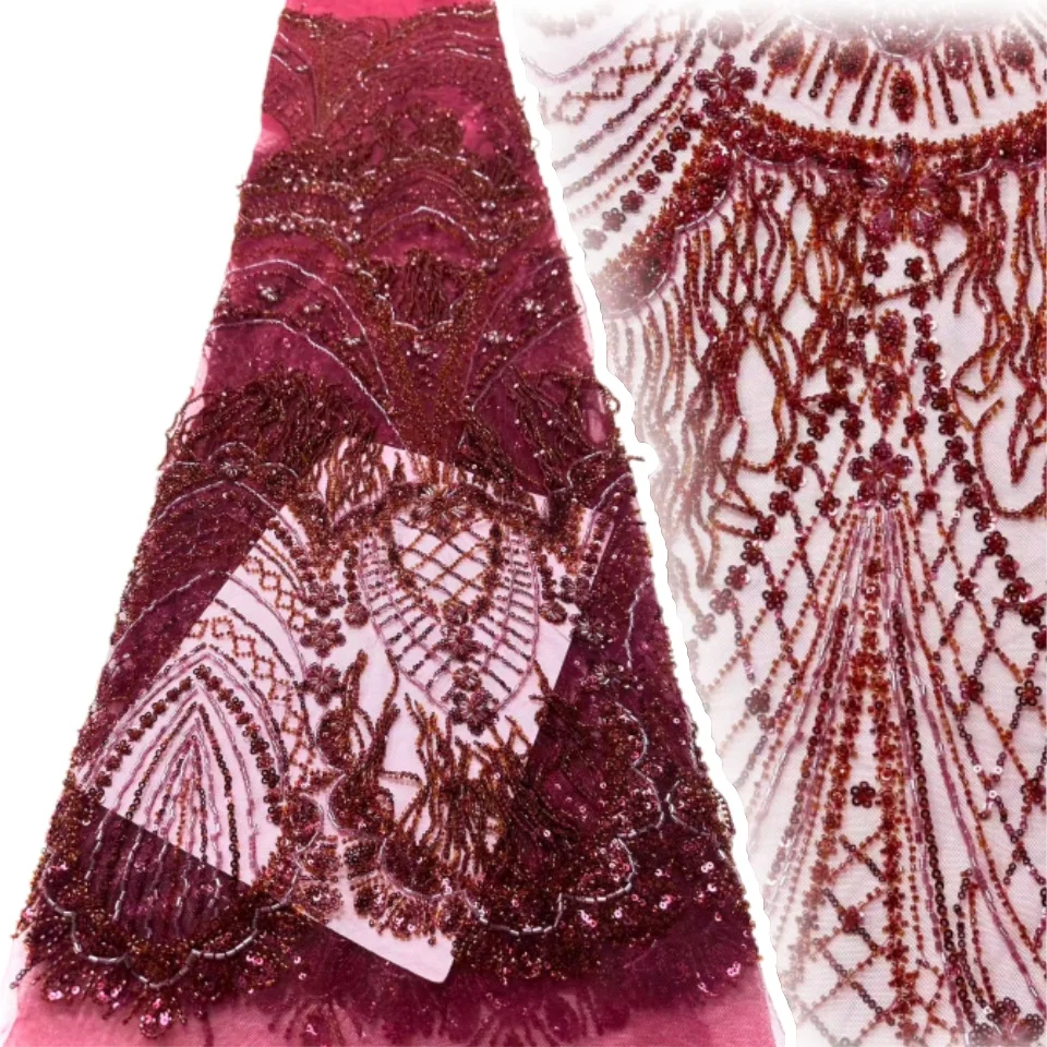 African 3D Tassel Handmade Lace Fabric for Sewing Material Accessories African Fabric Tassel Sequins Party DIY Dresses CC1672