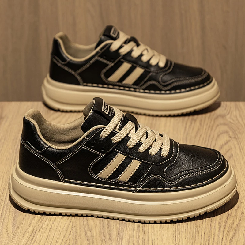 Big Size Men Low Top Skate Sneakers Thick Sole Vintage Casual Street Walking Footwear Zapatillas Hombre