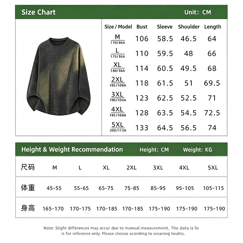Men Diagonal Stripe Textured Long Sleeve T Shirt Crew Neck Loose Fit Casual Streetwear Pullover Top view 6