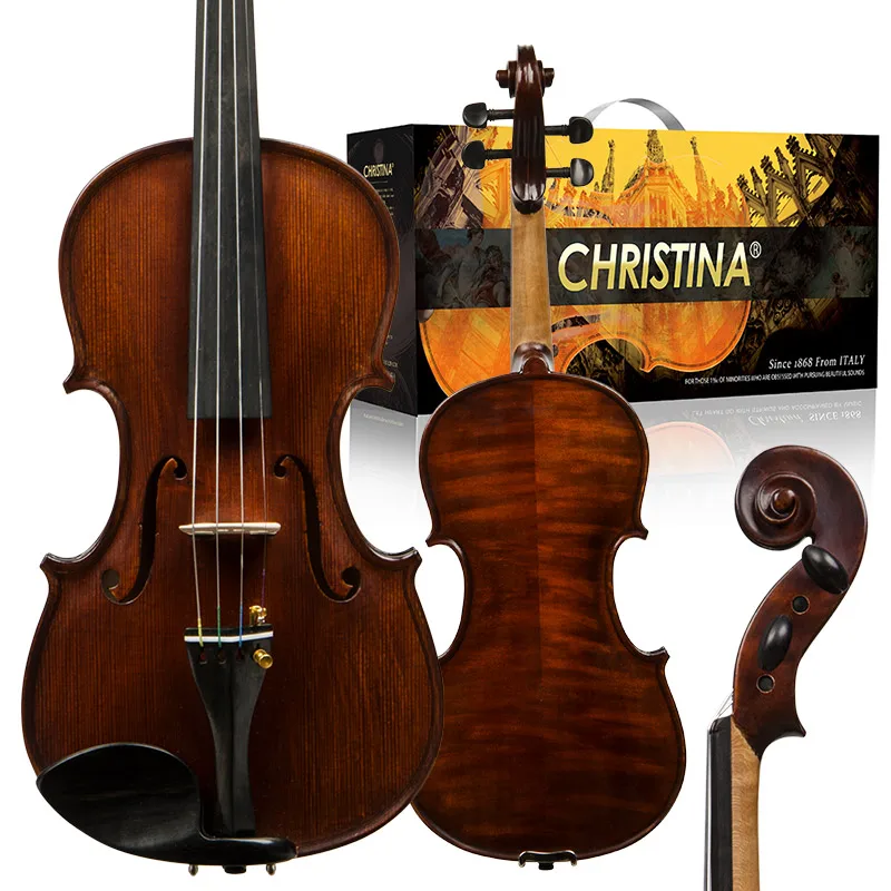 CHRISTINA Advanced Violin EU2000B Retro Dark Color Classic Oil-based Varnish European Spruce Two-piece Flame Maple Backpanel