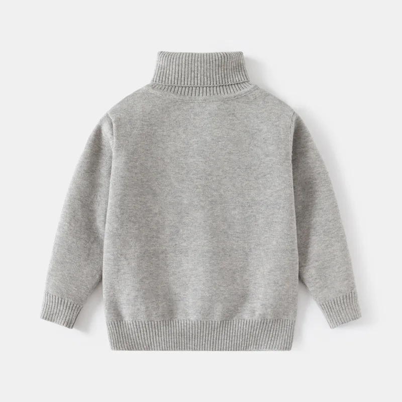 Children's Single-layer Cotton Thread Knitted Sweater for Autumn and Winter, New Style High Neck Clean Color Sweater