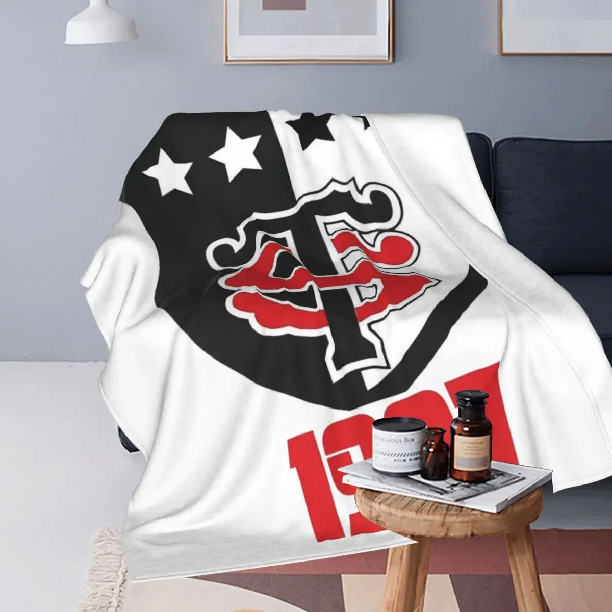 Stade Toulousain Knitted Blanket Rugby Union Flannel Throw Blankets Airplane Travel Printed Ultra-Soft Warm Bedsprea
