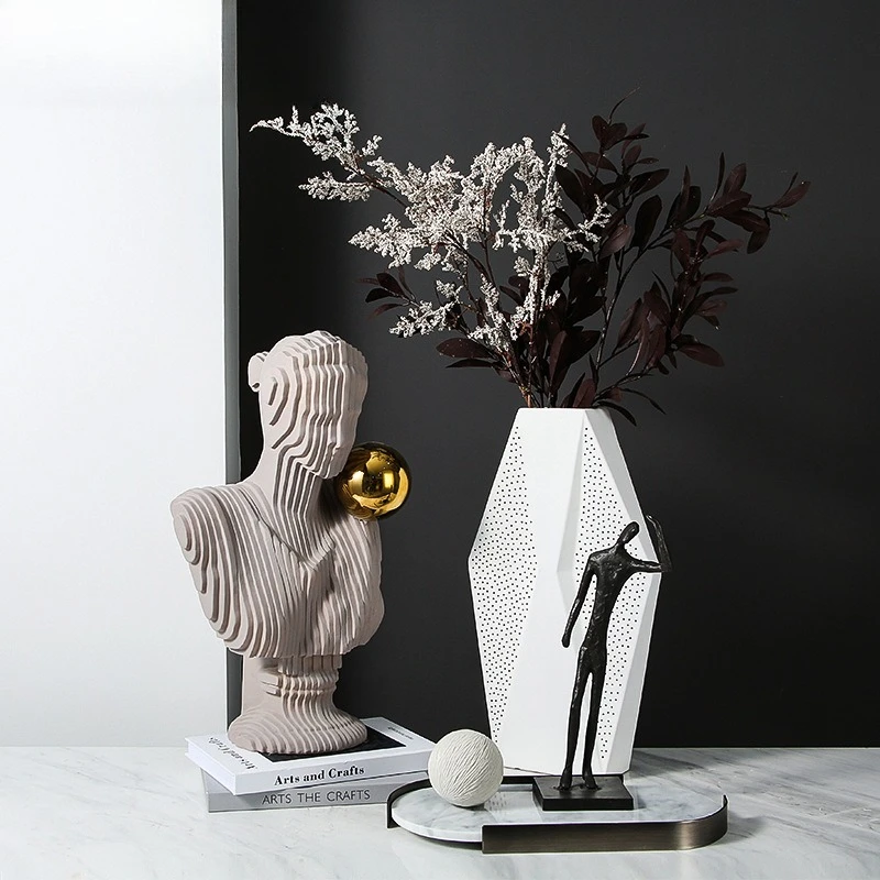 Hot Sale   light luxury cut female figure art sculpture model house office bookcase creative home craft ornaments