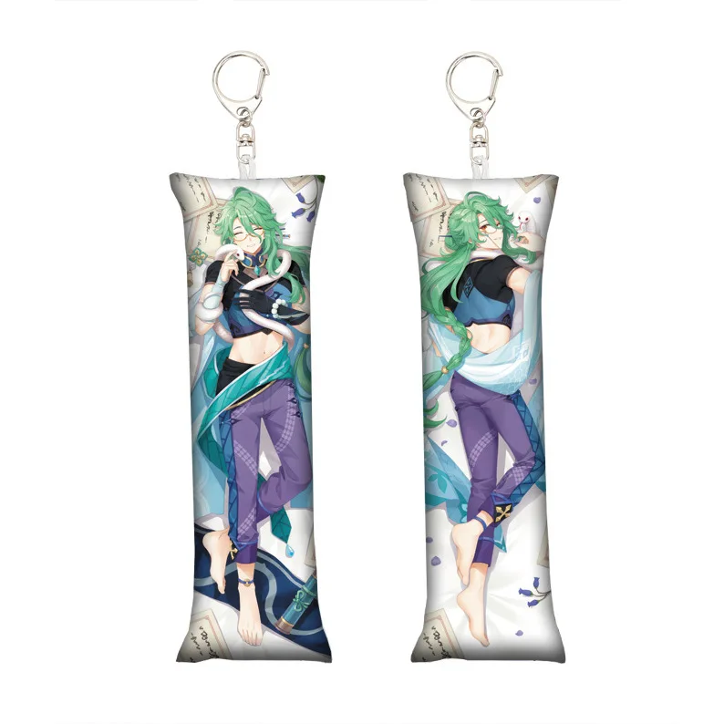 pillow keychain Impact Keychain Zhongli Kaedehara Kazuha Mini Dakimakura Pendant Key Chain Double-Side Print Pillow Bag Hanging